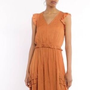⭐️CURRENT AIR V Neck Dress In Burnt Orange⭐️